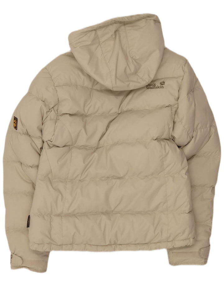 Jack Wolfskin Dame Hætte Polstret Jakke UK 10 Lille Beige Polyamid