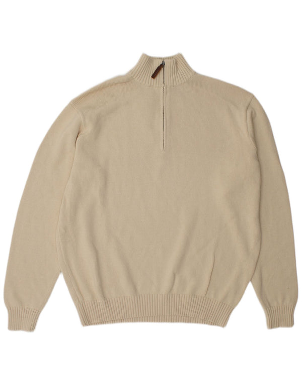 Brandy Melville Herre Zip Neck Jumper Sweater XL Beige Bomuld