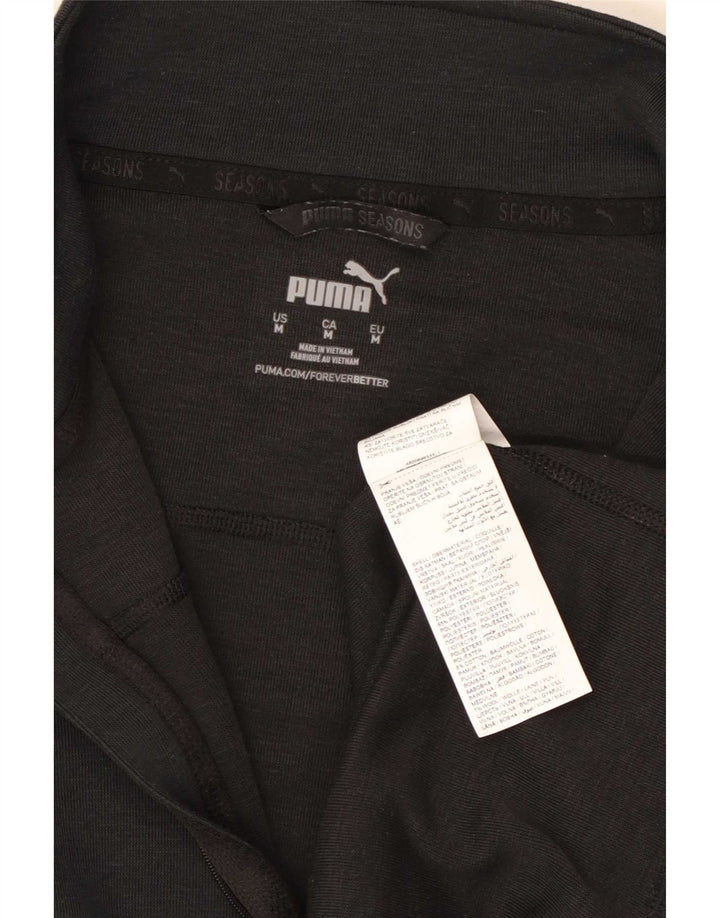 Puma Herre Zip Neck Pullover Træningsdragt Top Medium Sort Polyester