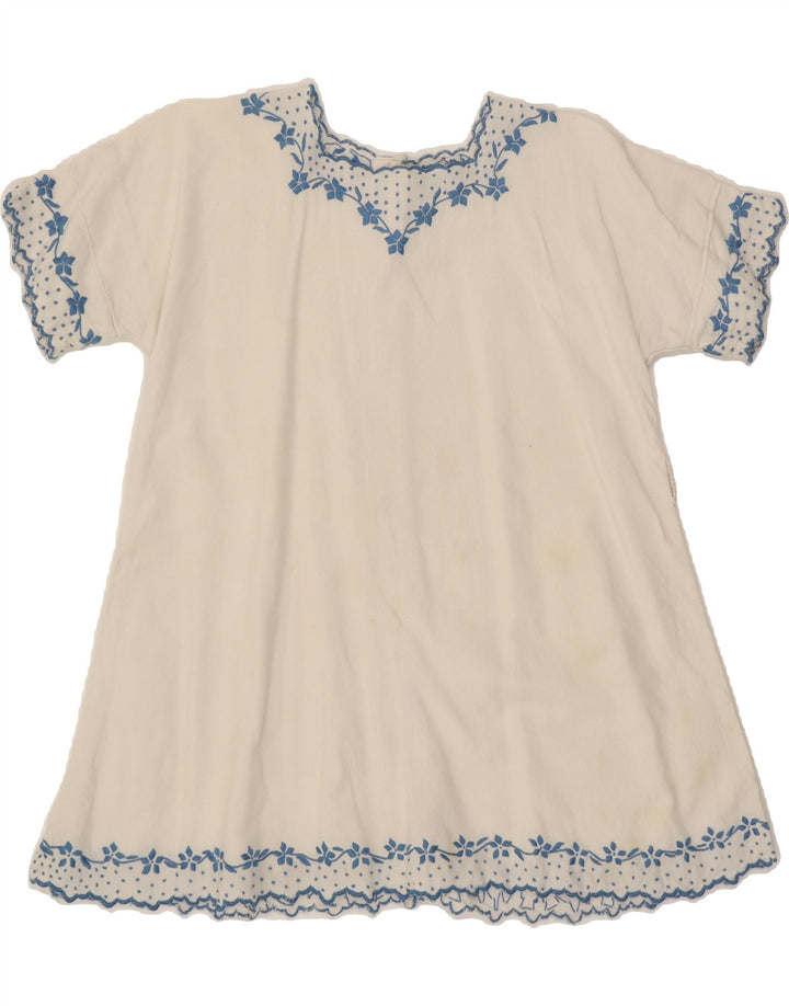 VINTAGE Womens Blouse Top UK 14 Medium White Floral Vintage Vintage and Second-Hand Vintage from Messina Hembry 