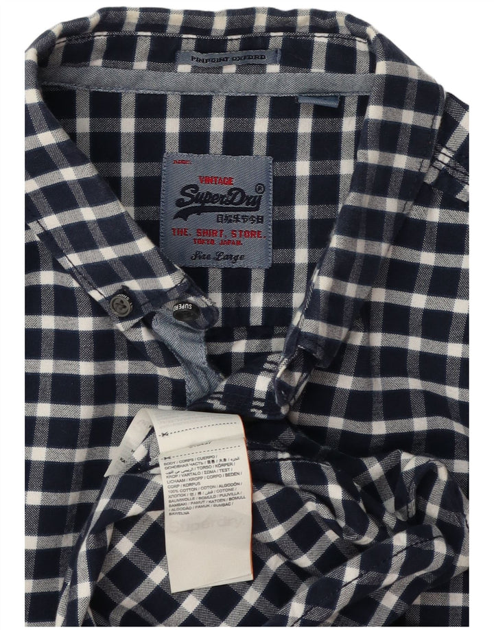 Superdry herreskjorte stor marineblå ternet bomuld