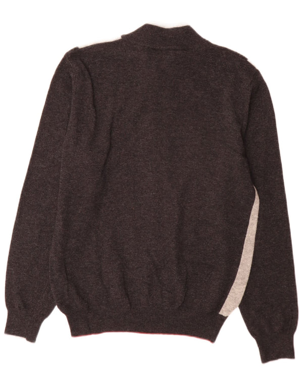 Hajo Herre Cardigan Sweater med fuld lynlås UK 38 Small Grey Colourblock Uld