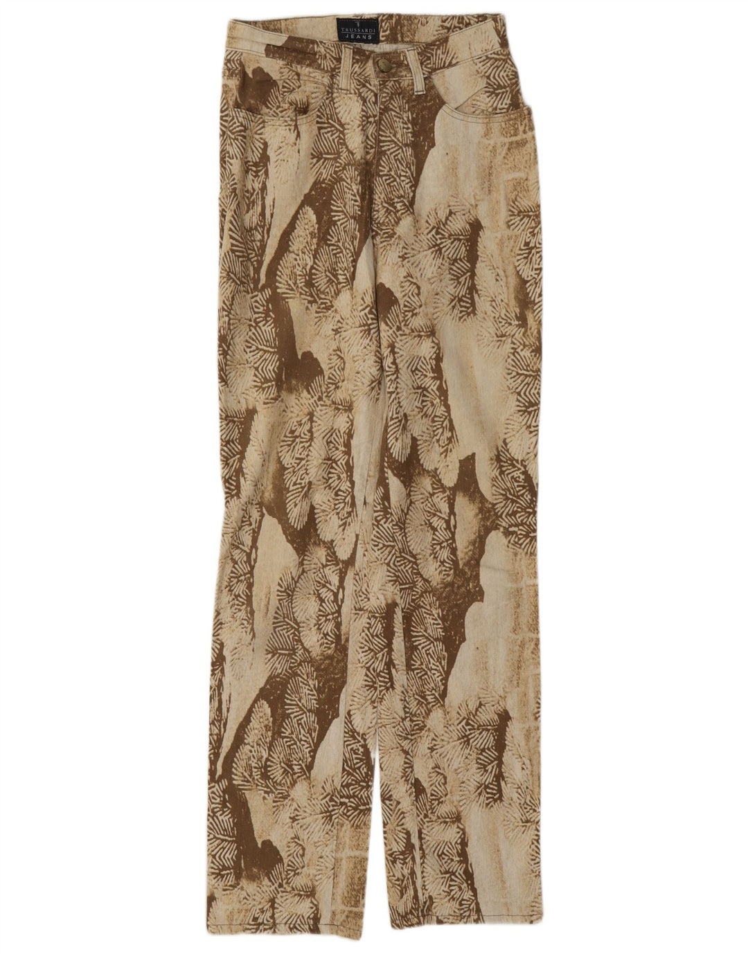 Trussardi Dame abstrakt mønster Lige fritidsbukser W26 L31 Beige