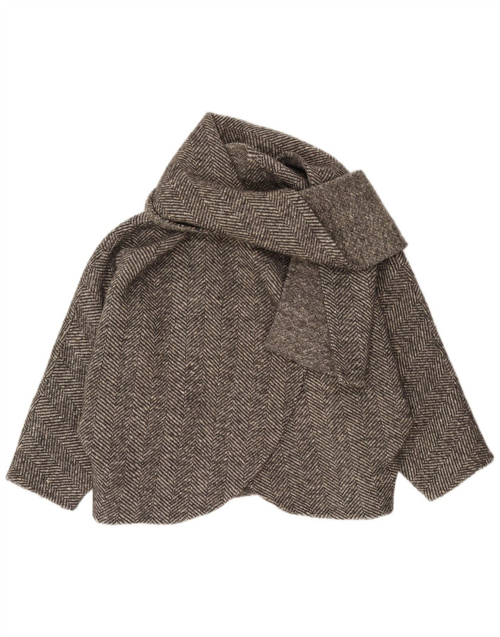 Vintage Kvinders Oversized Bolero Jacket UK 16 Large Grey Herringbone