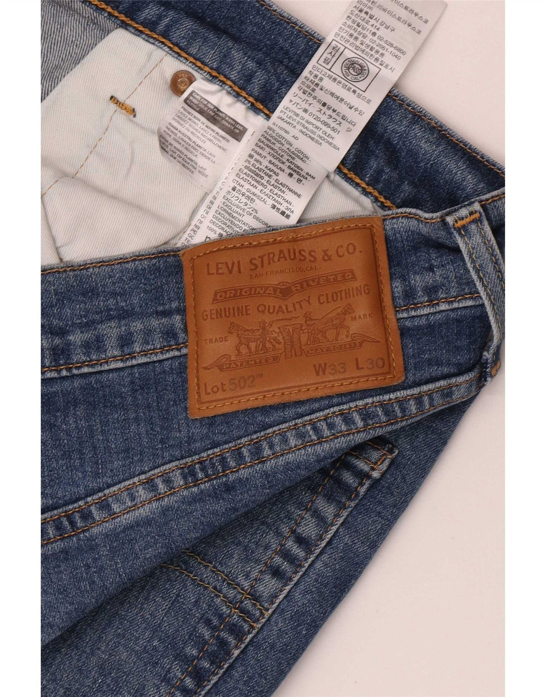 Levi's Herre 502 tilspidsede jeans W33 L30 blå bomuld
