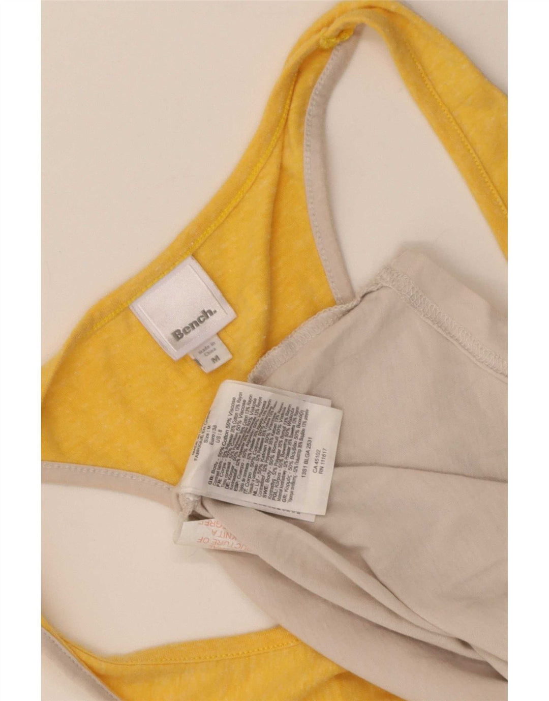 Bænk damevest Top UK 12 Medium Gul Colourblock Bomuld