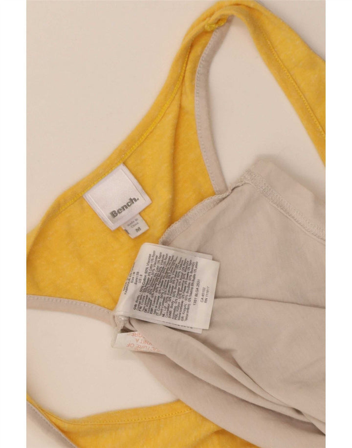 Bænk damevest Top UK 12 Medium Gul Colourblock Bomuld
