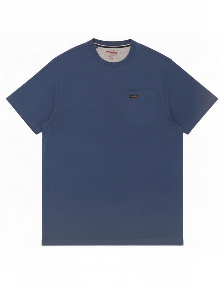 Wrangler T-shirt top mellemblå bomuld til mænd
