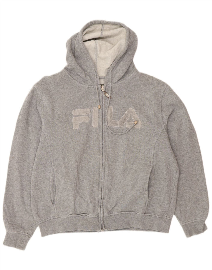 FILA Oversized grafisk hættetrøje med lynlås til kvinder UK 10 Small Grå