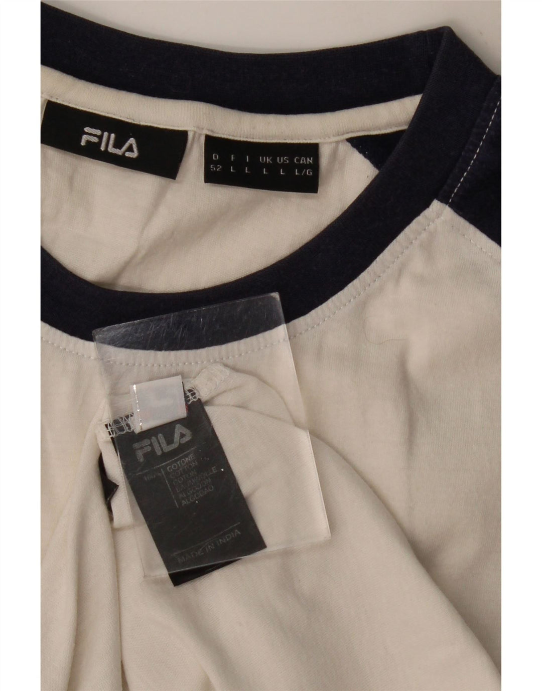 FILA Herre Grafisk T-Shirt Top Stor Hvid Colourblock Bomuld
