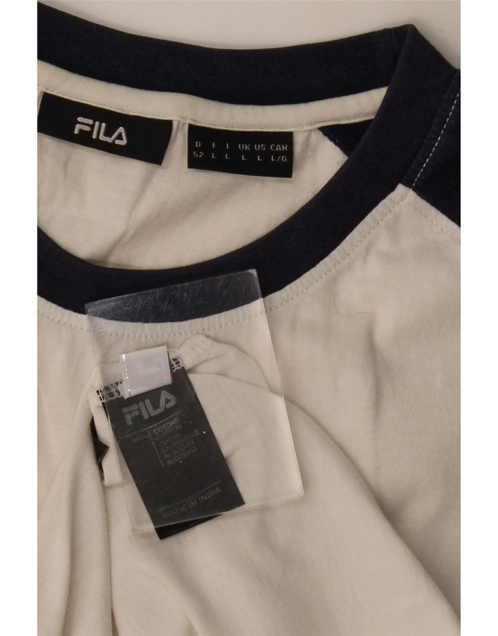 FILA Herre Grafisk T-Shirt Top Stor Hvid Colourblock Bomuld