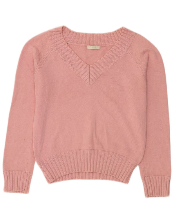 Marks & Spencer Womens Crop V-hals sweater UK 8 Small Pink Bomuld