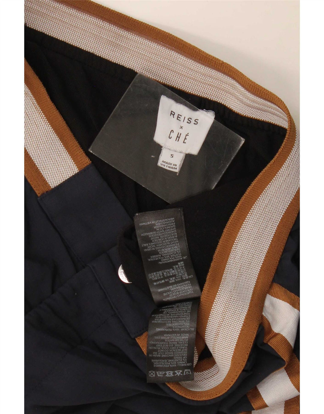 Reiss Dame Che Chino Shorts Small W27 Navy Blue Colourblock Polyamid