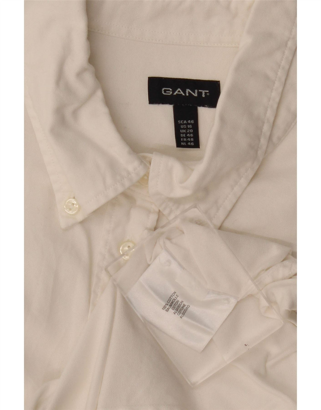 Gant Dameskjorte UK 20 2XL Hvid Bomuld