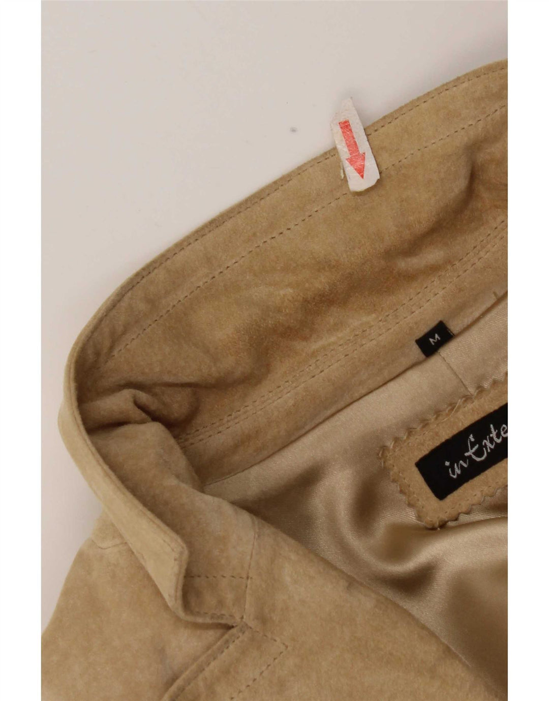 I Extenso Dame 2 Knaps Ruskind Blazer Jacket UK 14 Medium Beige Læder