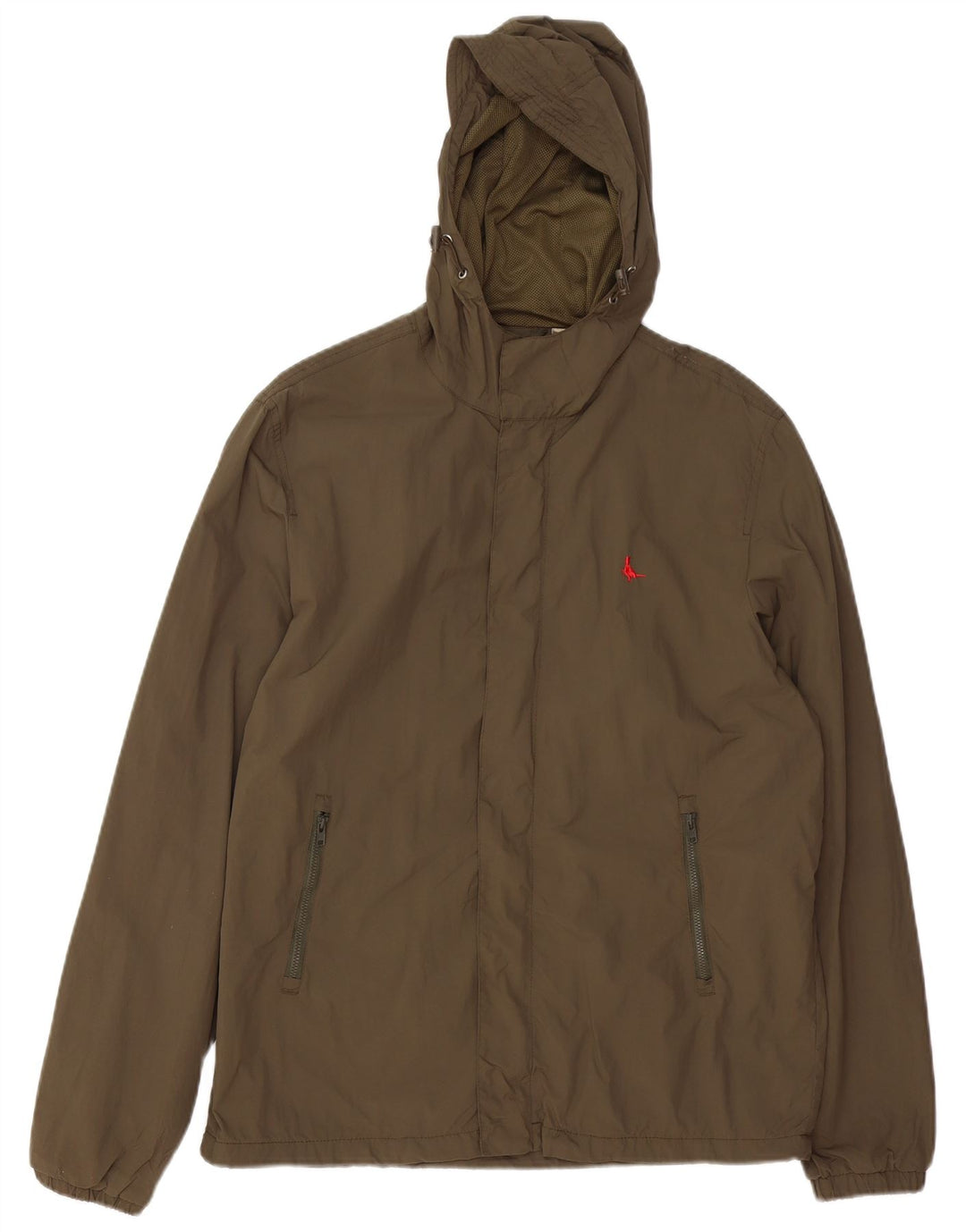 JACK WILLS Regnjakke med hætte til mænd UK 40 Stor Khaki Nylon