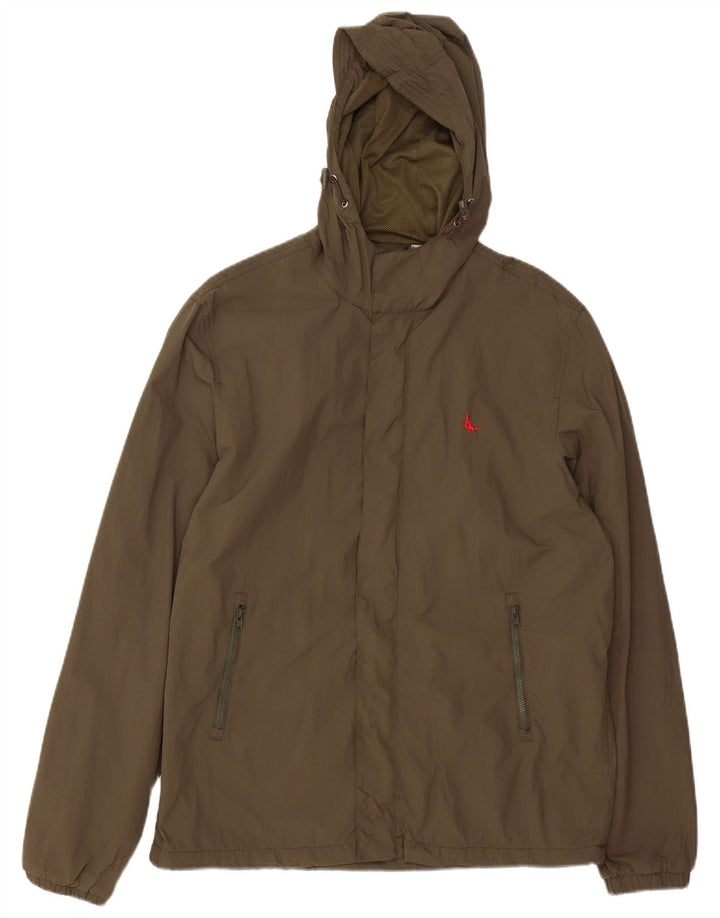 JACK WILLS Regnjakke med hætte til mænd UK 40 Stor Khaki Nylon