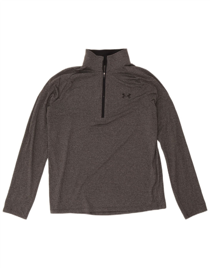 Under Armour Herre Zip Neck Top Langærmet Medium Grey Polyester