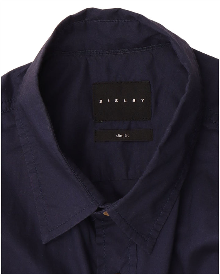 Sisley Herre kortærmet Slim Fit skjorte Medium Navy Blue