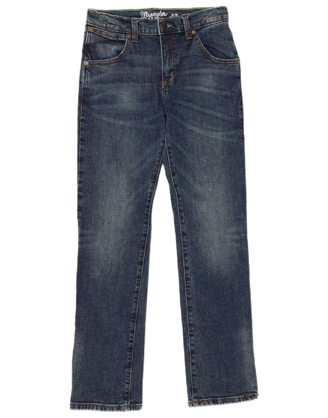 WRANGLER Drenge Retro Slim Straight Jeans 13-14 år W26 L29 Blå Bomuld