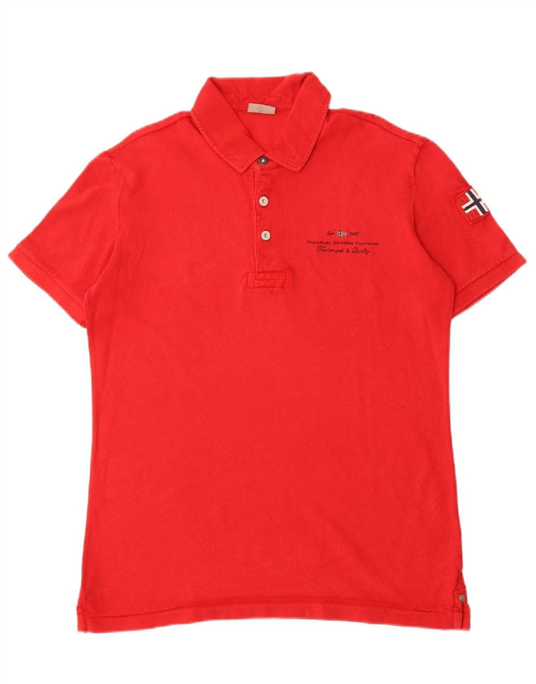 NAPAPIJRI Mens Polo Shirt Large Red Cotton