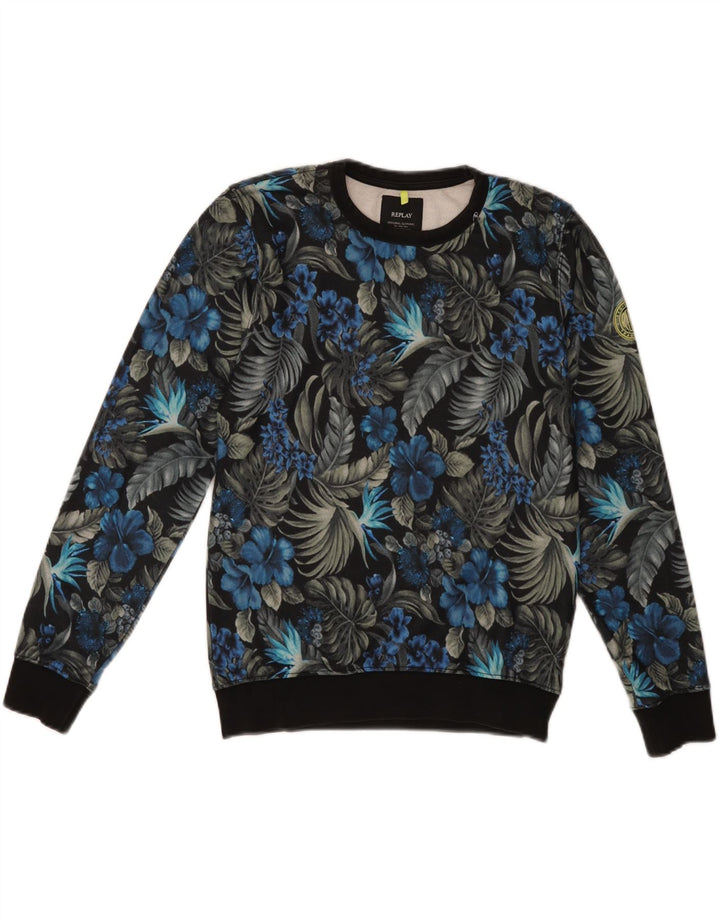 REPLAY Womens Sweatshirt Jumper UK 10 Small Multicoloured Floral Polyester Vintage Replay and Second-Hand Replay from Messina Hembry 
