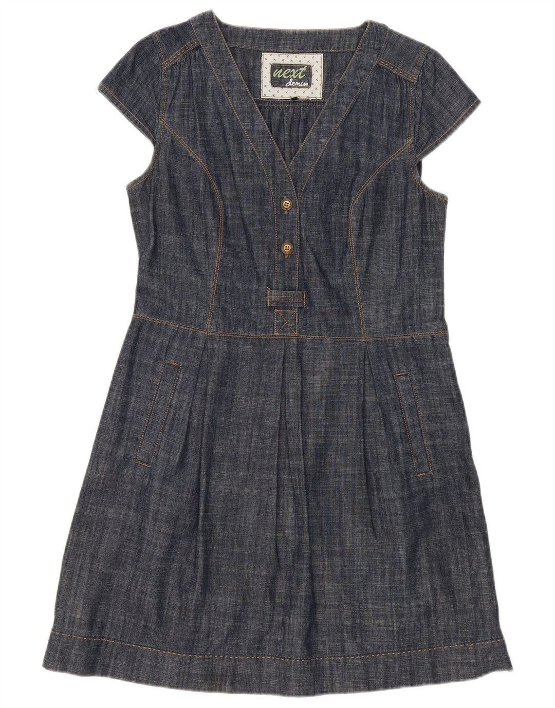 Næste Dame A-Line Kjole UK 14 Medium Navy Blue Bomuld