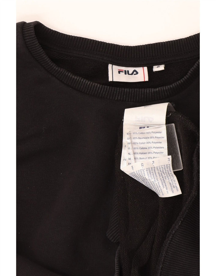 Fila Dame Sweatshirt Jumper UK 10 Small Black Bomuld