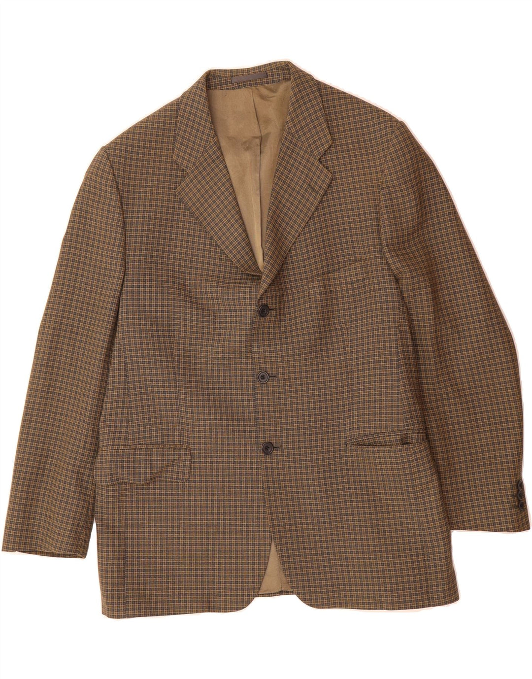 MAGEE Mens 3 Button Blazer Jacket UK 40 Large Brown Check Vintage Magee and Second-Hand Magee from Messina Hembry 