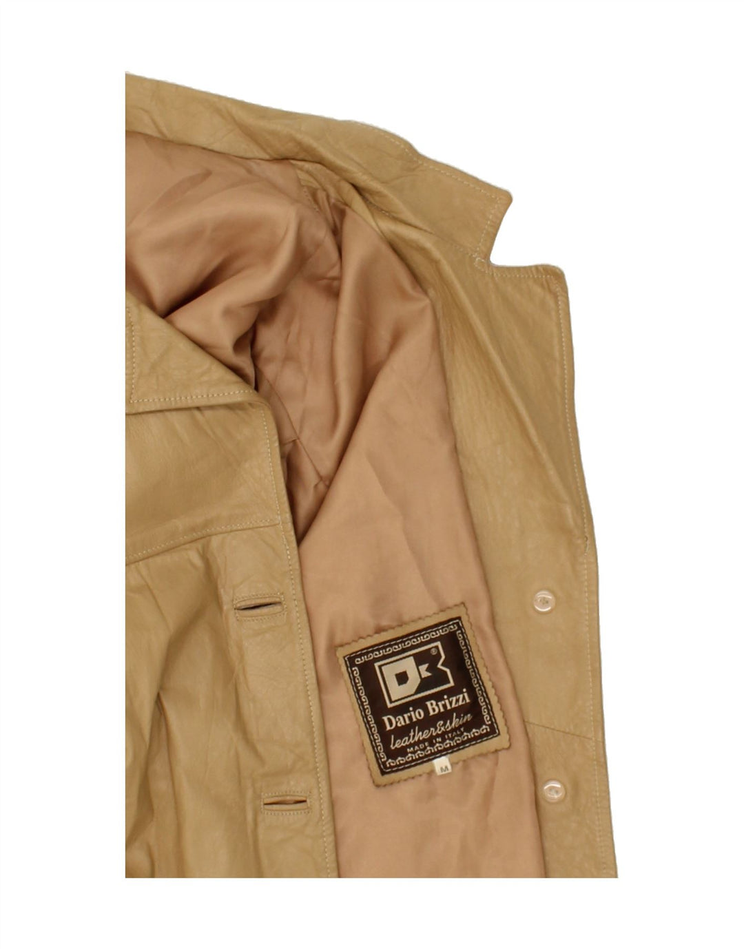 VINTAGE Womens Loose Fit Leather Jacket UK 14 Medium Beige Leather Vintage Vintage and Second-Hand Vintage from Messina Hembry 