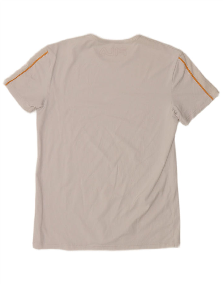 FILA Dame T-Shirt Top UK 10 Small White Viscose