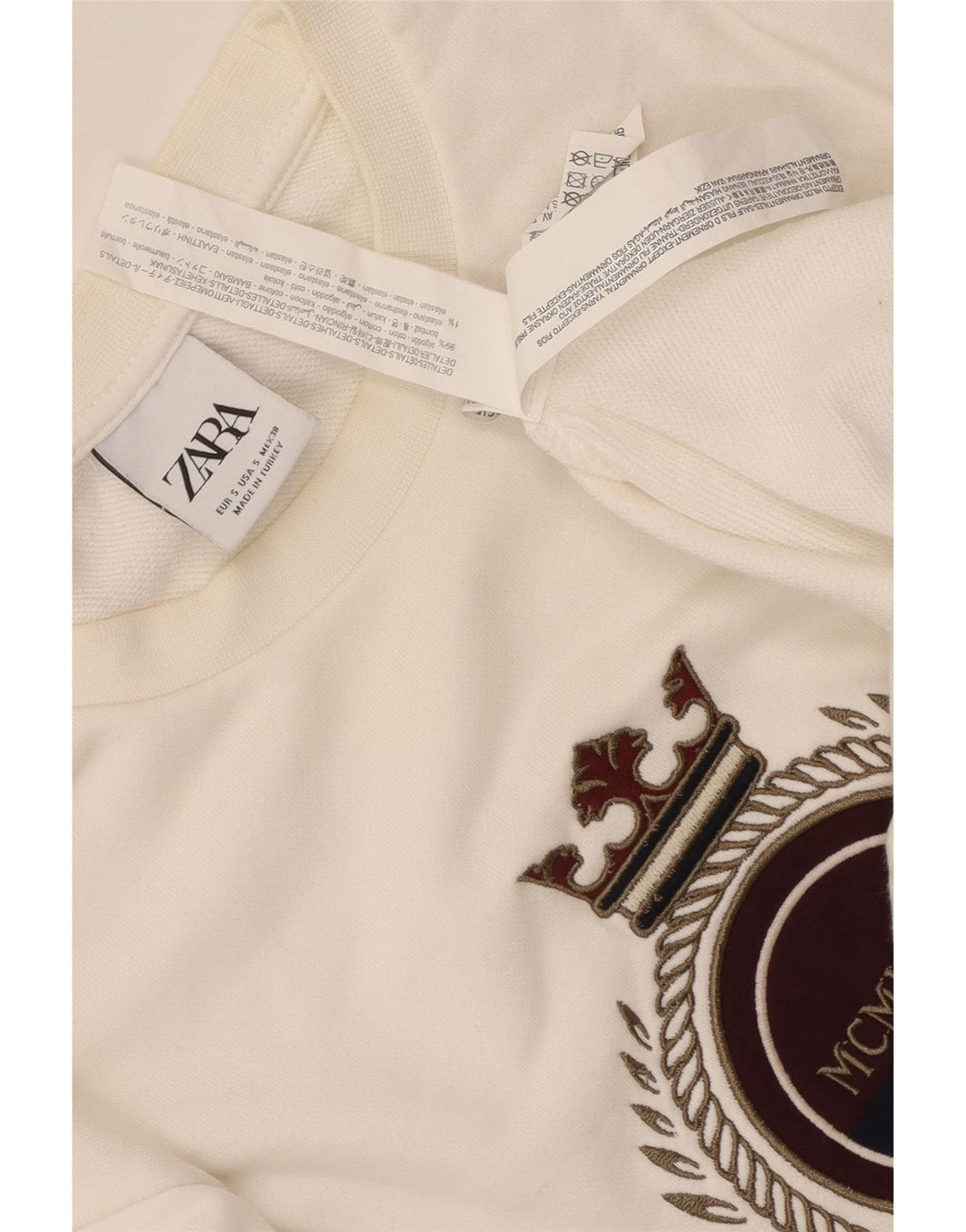 Zara Herre Grafisk Sweatshirt Jumper Lille Hvid Bomuld