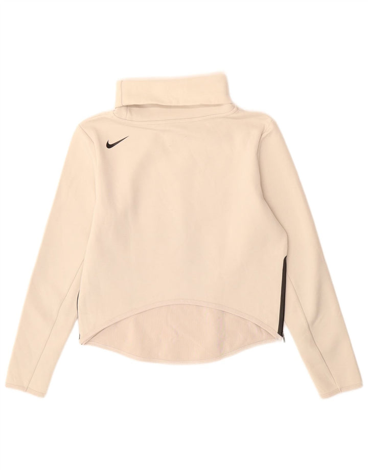 Nike Dame Dri Fit Oversized sweatshirt med rullehals UK 6 XS Beige