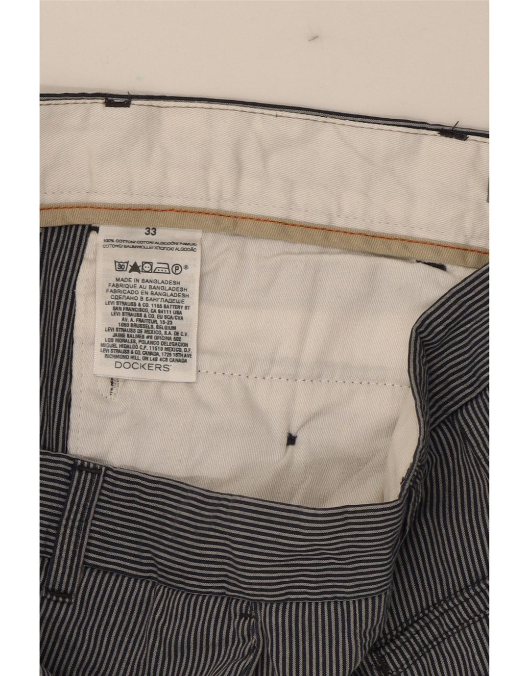 DOCKERS Mens Chino Shorts W33 Medium Navy Blue Pinstripe Cotton Vintage Dockers and Second-Hand Dockers from Messina Hembry 