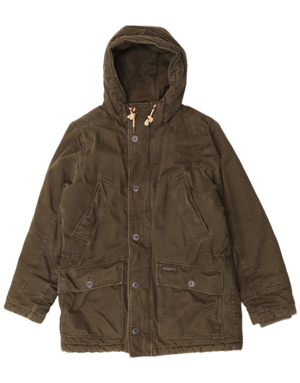 Abercrombie & Fitch Mens Hooded Sherpa Parka Jacket UK 36 Small Khaki