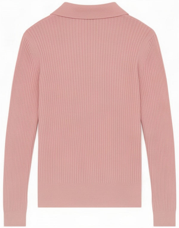 Marks & Spencer langærmet poloshirt til kvinder UK 14 Large Pink Viscose