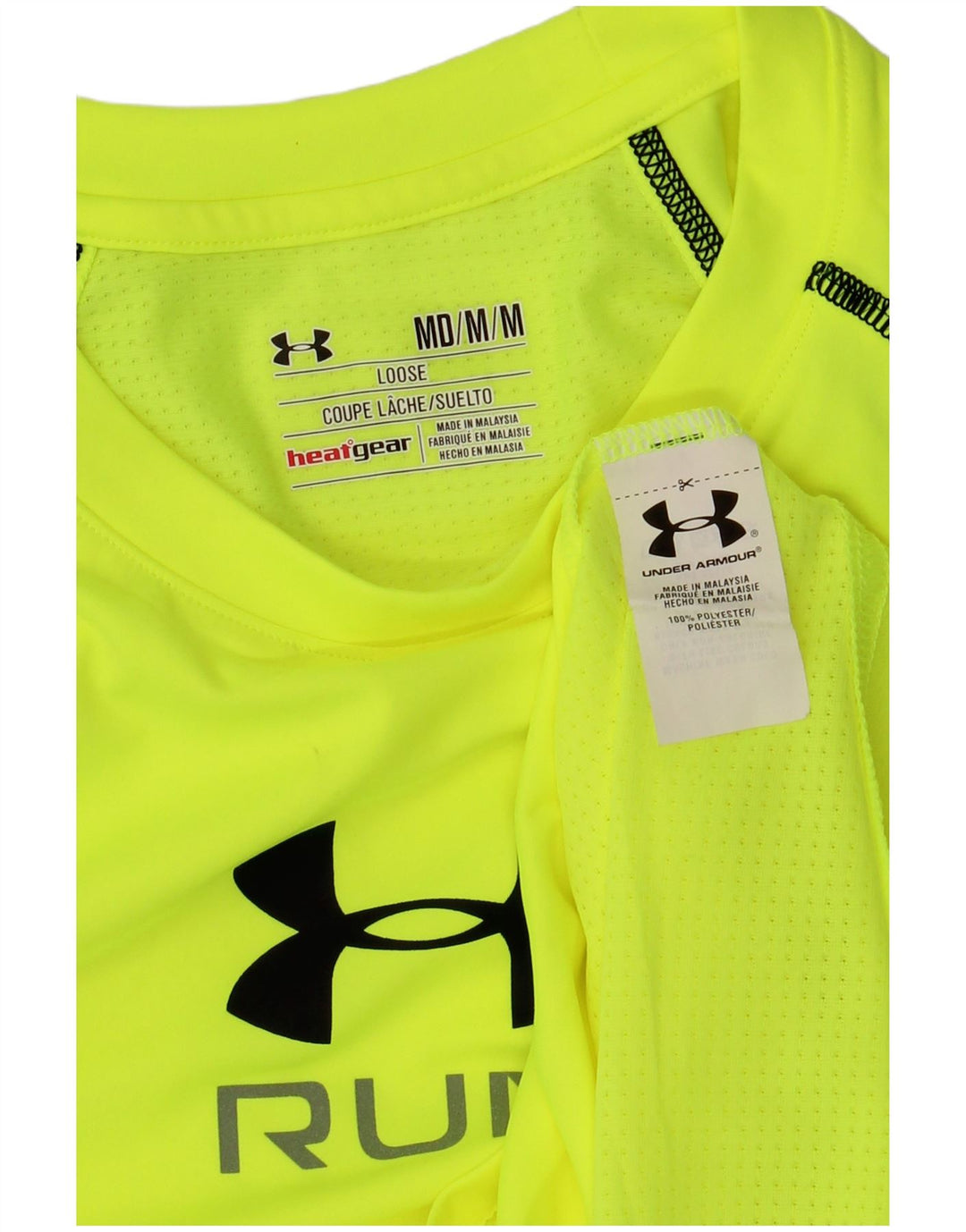 UNDER ARMOUR Herre Heat Gear Grafisk T-Shirt Top Medium Grøn Polyester