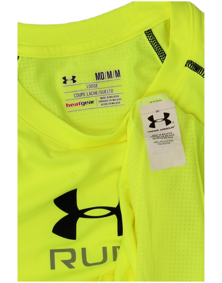 UNDER ARMOUR Herre Heat Gear Grafisk T-Shirt Top Medium Grøn Polyester