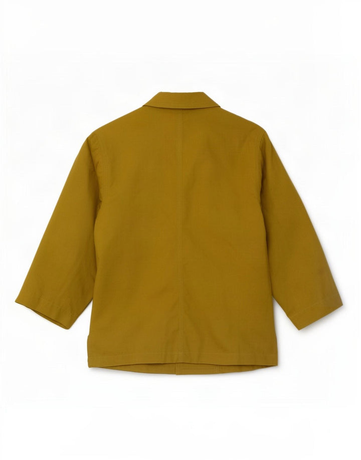 Vintage dame 3/4 ærmer 2-knaps blazerjakke EU 38 Medium Khaki Bomuld