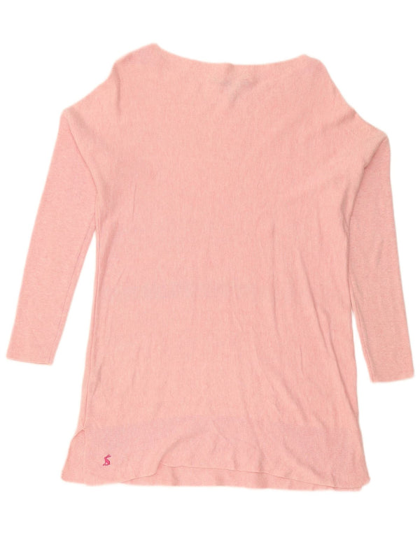 Joules Dame Oversized Boat Neck Jumper Sweater UK 12 Medium Pink Bomuld