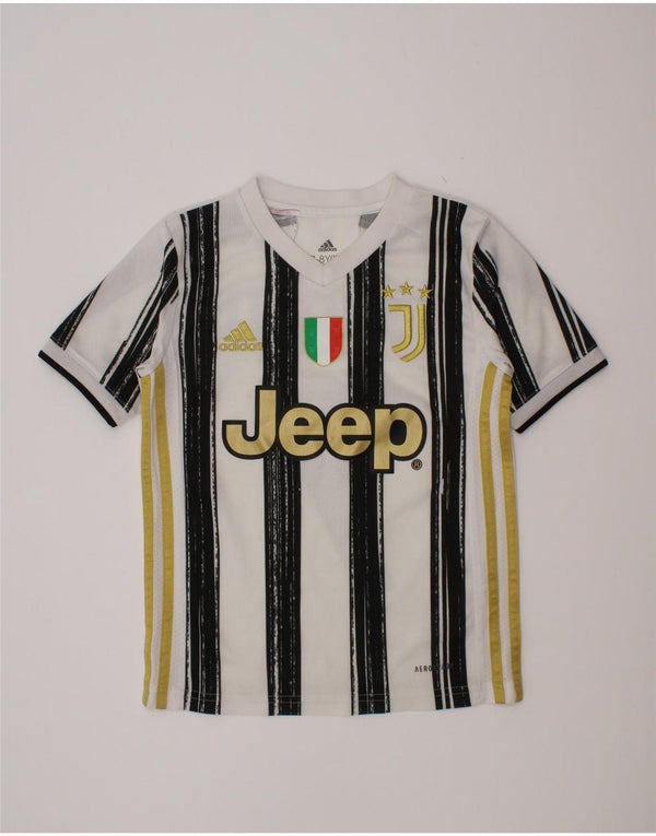 Adidas Boys Juventus Grafisk T-Shirt Top 7-8 år Hvidstribet