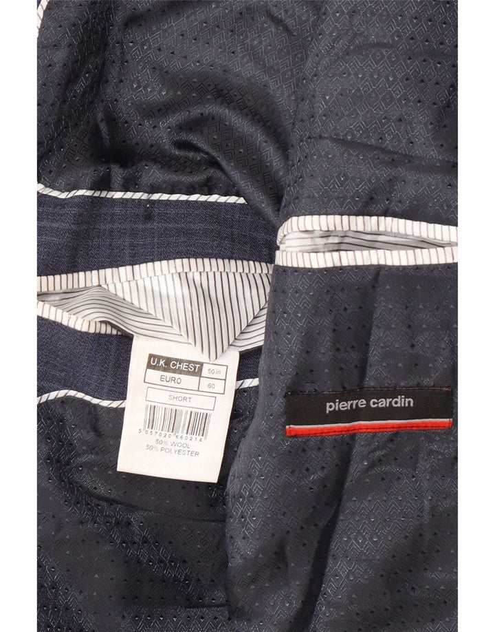 Pierre Cardin Herre 2 Button Blazer Jacket UK 50 5XL Navy Blue Check