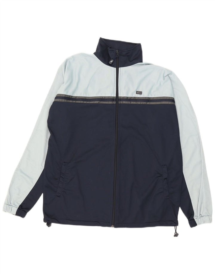 Asics Træningsdragt til mænd, topjakke, stor blå farveblok polyester