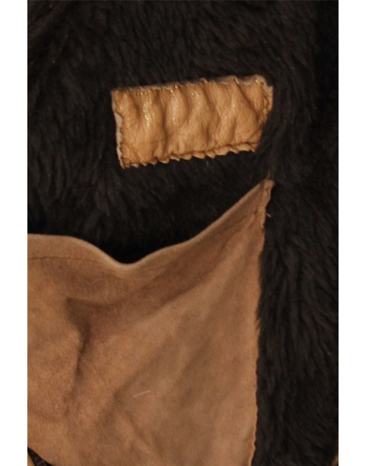 Vintage Herre Shearling Jacket UK 38 Medium Brown Læder