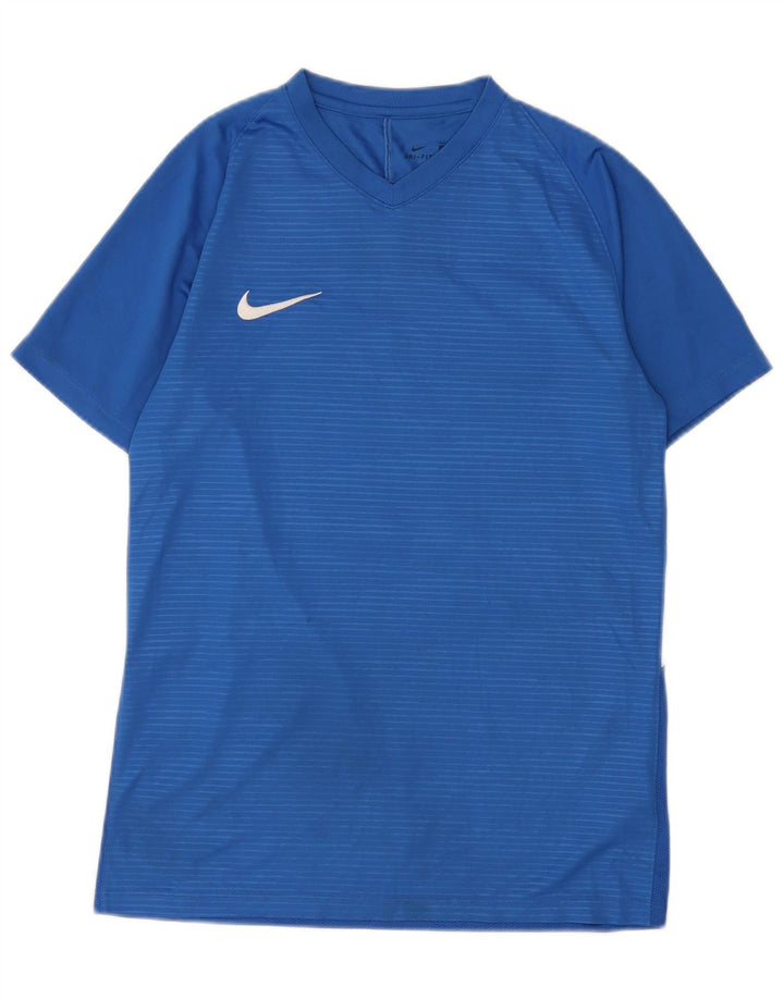 Nike Herre Dri Fit grafisk T-shirt top mellemblå nålestribet polyester