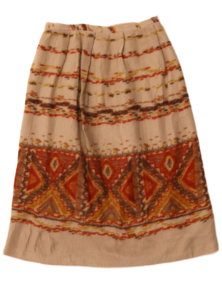 VINTAGE A-line nederdel til kvinder W28 Medium Beige Geometrisk