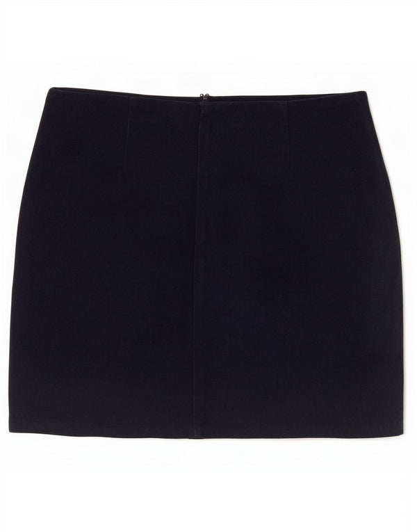 Topshop Dame Mini Denim Nederdel UK 10 Small W28 Navy Blue Bomuld