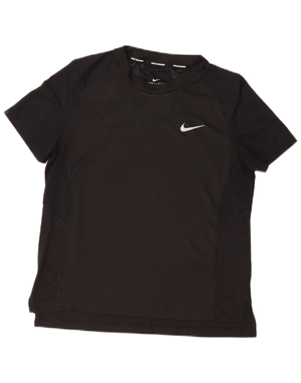Nike Dame Dri Fit T-Shirt Top UK 14 Medium Sort Polyester Sports