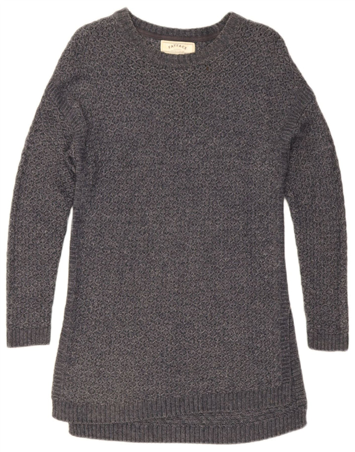 Fat Face Dame Longline Boat Neck Jumper Sweater UK 12 Medium Grey