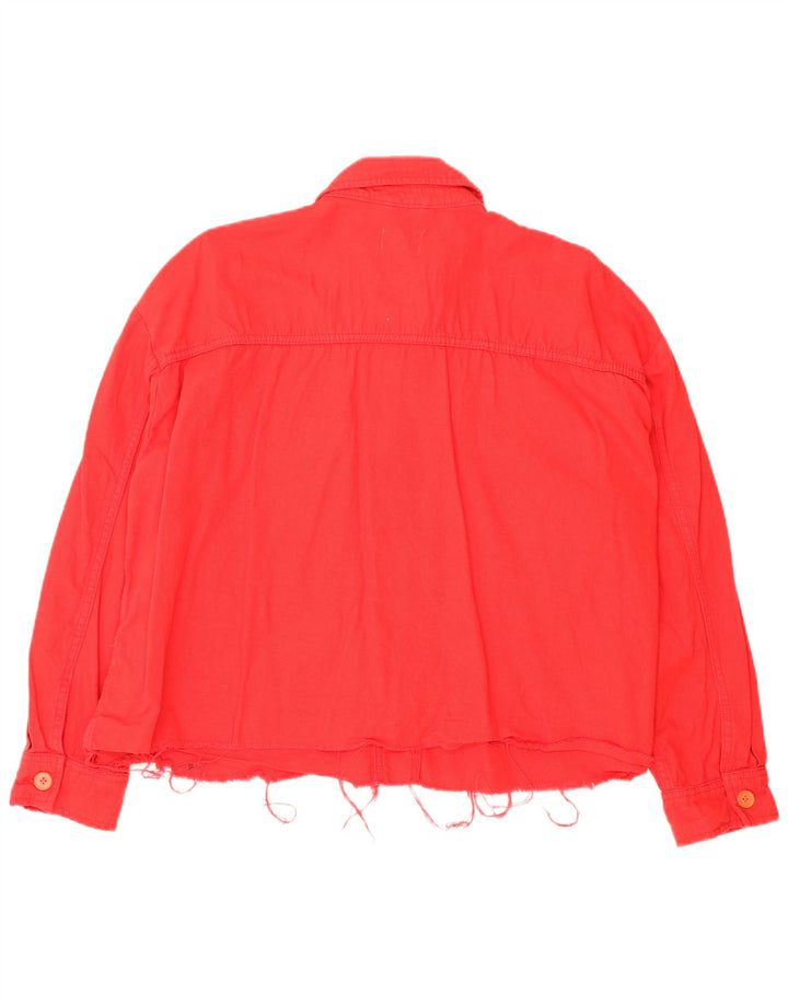Topshop Womens Petite Crop Oversized bomberjakke UK 16 Stor rød bomuld